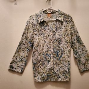 JM Collections Floral Print Buttoned Down Shirt